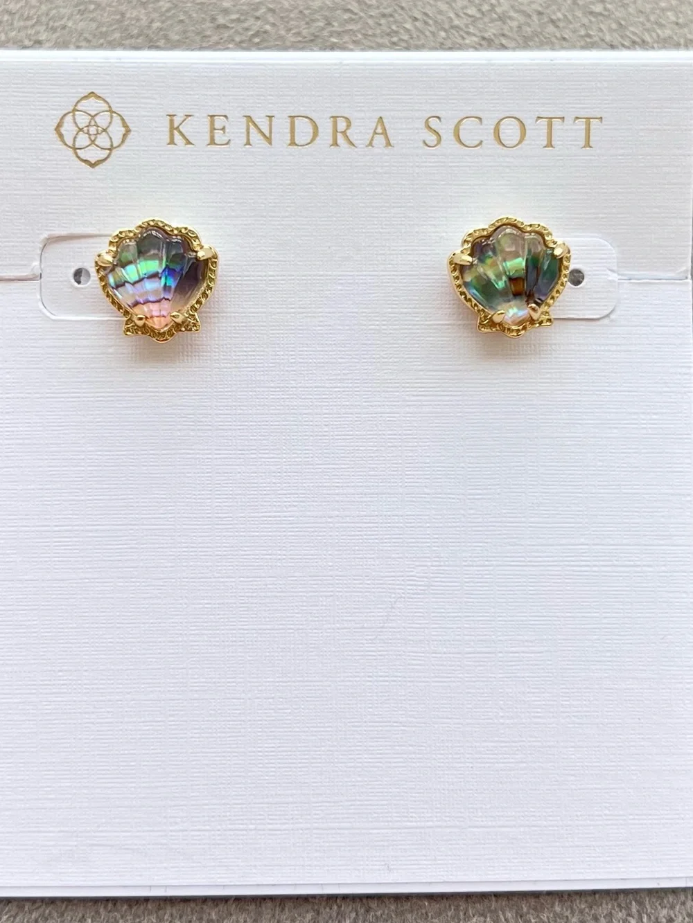 Kendra Scott Brynne Gold Shell Stud Earrings In Abalone